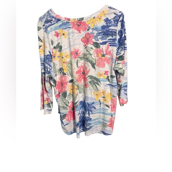 Tommy Bahama Floral 3/4 Sleeve Top Women’s Relaxed Fit Tropical Print XL - Picture 2 of 3